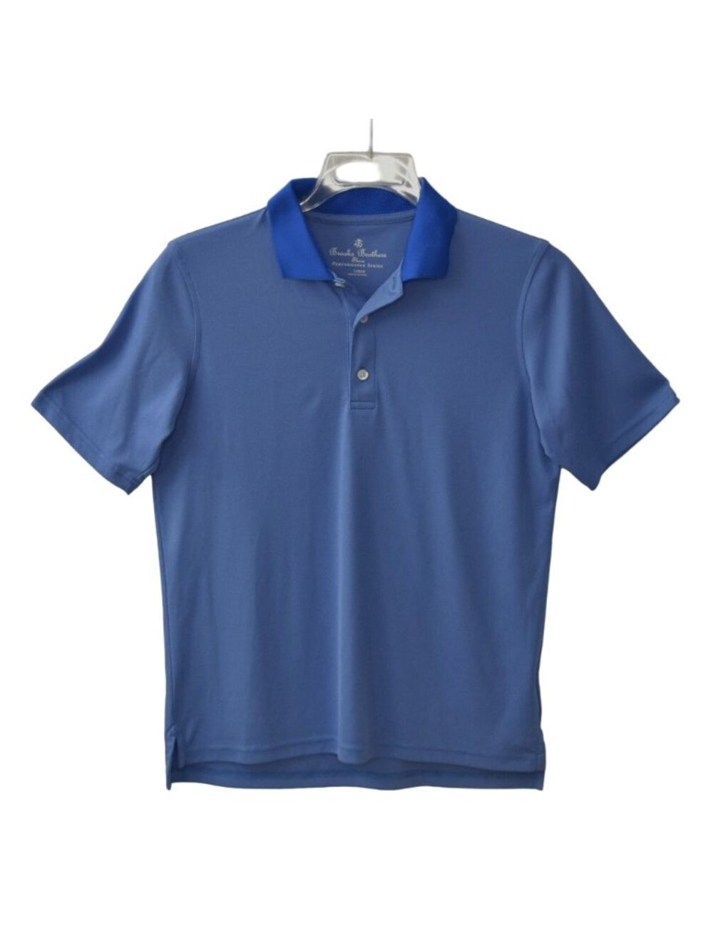 Brooks Brothers Boys L Blue Performance Polo Short Sleeve Shirt Prep Classic